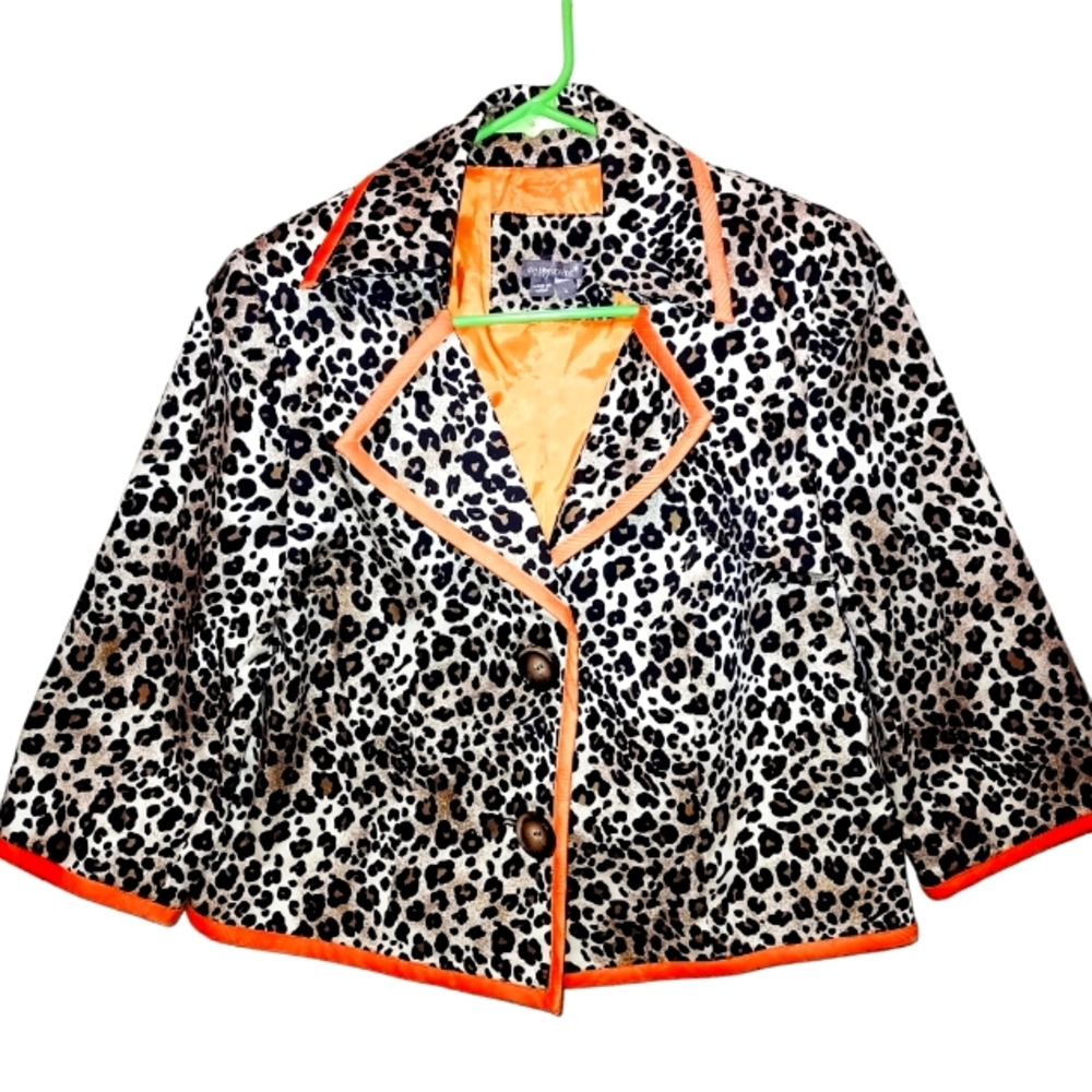 ANTHROCITE Brown & Orange Animal Print Jacket Size 2
